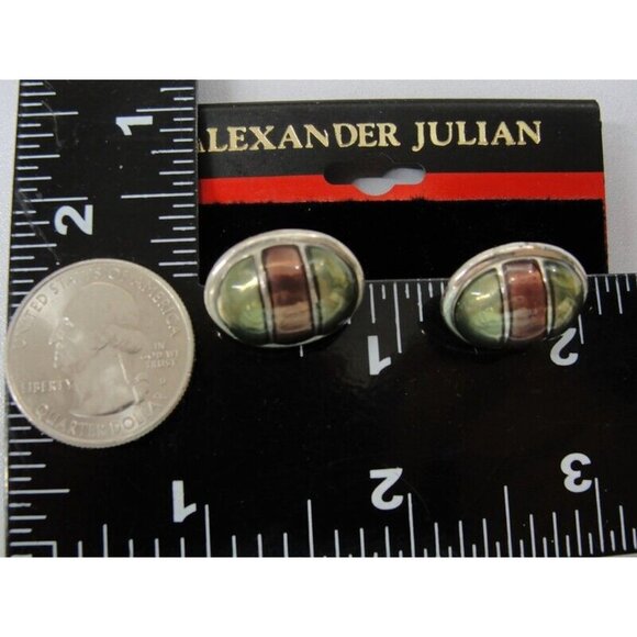 Vintage Alexander Julian Cufflinks Silver Plated Enamel - Picture 9 of 14